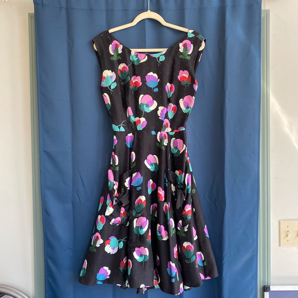 Anthropologie Corey Lynn Calter Silk Floral Dress In Black Floral Size 4